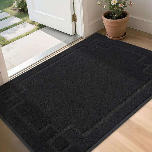 Miniatura 27 de BEQHAUSE Alfombra de Puerta 81 x 122 cm, Alfombras Antideslizantes para Interior Alfombras de Entrada Lavables de Perfil Bajo y Absorbentes, Marrón