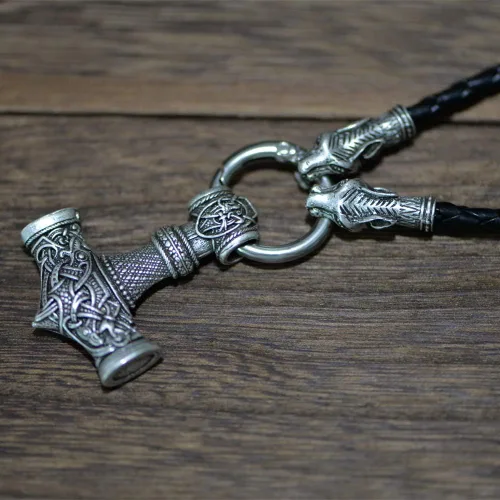 Miniatura 3 de Collar de martillo de Thor vikingo nórdico Mjolnir para hombre, joyería de talismán