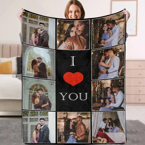 Miniatura 20 de YESCUSTOM Manta personalizada con fotos y texto, Manta familiar personalizada para adultos, niños y amigos, para cumpleaños, regalo conmemorativo