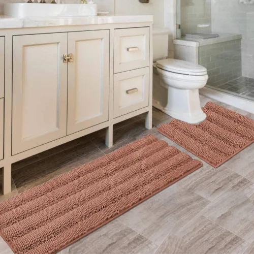 Miniatura 48 de H.VERSAILTEX - Alfombras de baño, juego de 2 piezas, alfombra de contorno para baño, juego de alfombras para inodoro, alfombra antideslizante