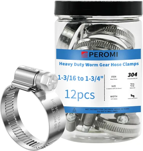 Miniatura 12 de 24 PIEZAS Abrazaderas de manguera de servicio pesado de acero inoxidable 304, abrazadera de manguera de 1-5/8" a 2-3/8" (40-60mm) Abrazaderas