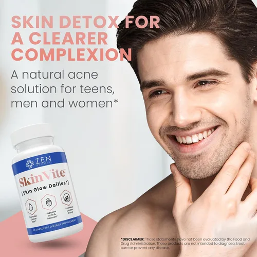 Miniatura 6 de Zen Nutrients SkinVite Suplemento natural para la piel para mujeres, hombres y adolescentes, brotes hormonales y suplemento de apoyo para la piel
