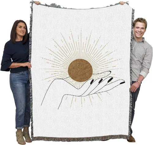 Miniatura 20 de Pure Country Weavers Kyra Brown - Manta de atardecer de los 70 – Abstact Art – Manta para regalo tejida de algodón – Fabricado en los Estados Unidos