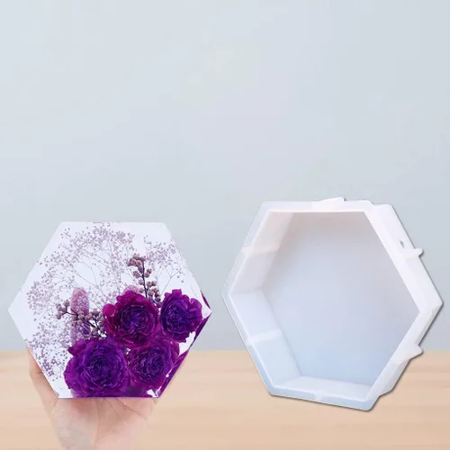 Miniatura 8 de Molde de resina hexagonal, moldes de silicona hexagonal profunda para resina, moldes de resina epoxi geométrica para preservación de flores, boda