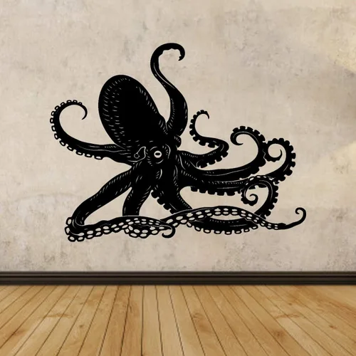 Calcomanía de pulpo, pulpo, animales marinos kraken, océano, calcomanías de pared, calcomanías de pared, baño, cuarto de baño, habitación infantil,