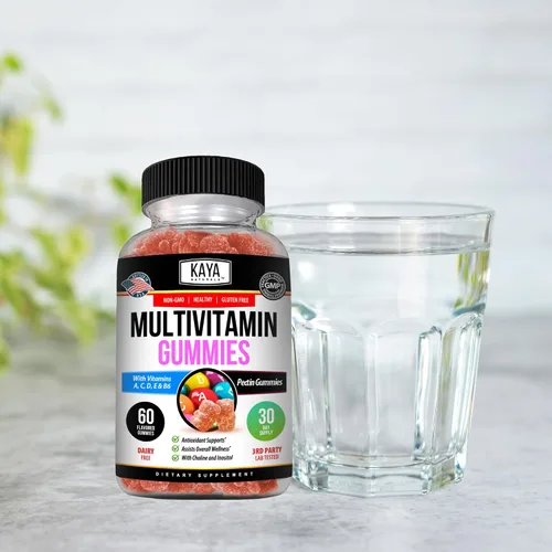 Miniatura 6 de Kaya Naturals Gomitas multivitamínicas para adultos, biotina, vitamina A, C y E, incluyendo zinc y vitamina B-12, ácido fólico, sabor a fresa