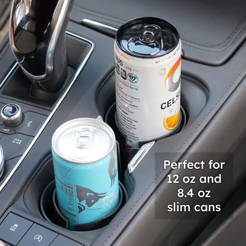Miniatura 3 de C² Adaptador Inserto Flexible Delgado de Portavasos para Latas de Automóvil (Negro, EE.UU. (x2)) - Fabricado en EE.UU. - Asegura Bebidas Energéticas
