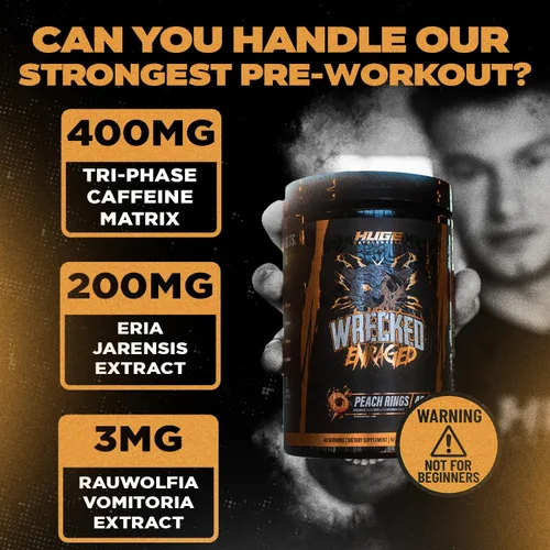 Miniatura 4 de Wrecked Enraged High Stim Pre Entrenamiento - Fórmula Extreme Hardcore para energía intensa, enfoque láser y máxima fuerza, potente matriz