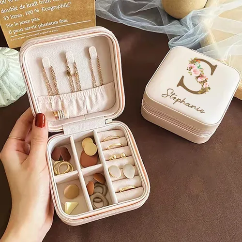 Miniatura 3 de Joyero personalizado Estuche de joyería de viaje personalizado, regalos de dama de honor, mini organizador de joyas, regalos personalizados