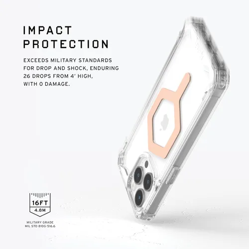 Miniatura 3 de URBAN ARMOR GEAR UAG - Funda compatible con iPhone 15 Pro Max de 6.7 pulgadas Plyo Ice/oro rosa con imán integrado compatible con carga MagSafe