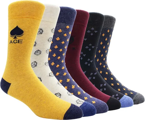 Miniatura 79 de TOEJYJ Calcetines de vestir divertidos para hombre, paquete de calcetines casuales divertidos, coloridos calcetines de algodón a rayas, talla 10-13