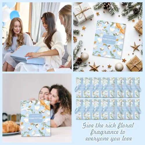 Miniatura 7 de SCENTORINI Sobres perfumados para cajones y armarios, aroma de algodón puro, paquete de 14 bolsitas de larga duración, ambientador de armario