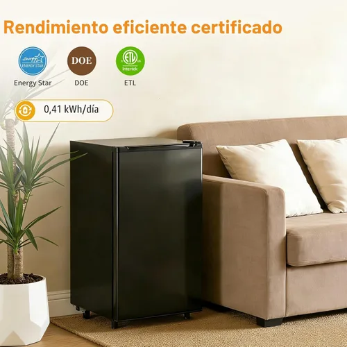Miniatura 8 de Mini refrigerador con congelador, mini refrigerador de 3.2 pies cúbicos, refrigerador pequeño para bebidas con termostato ajustable
