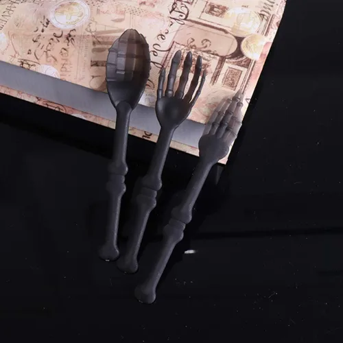 Miniatura 5 de NUOBESTY Juego de vajilla de Halloween, 3 piezas de calavera, tenedores, cucharas, cubiertos decorativos para fiesta, cocina, comedor, bar