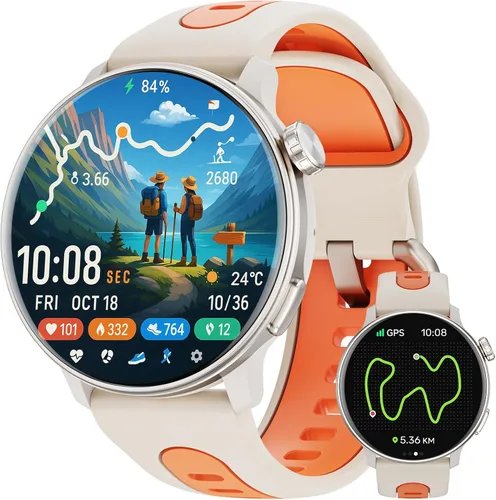 Miniatura 10 de Reloj inteligente para hombres y mujeres GPS, 1.43 pulgadas AMOLED Smartwatch con brújula/barómetro/altímetro 100+ rastreador de fitness deportivo