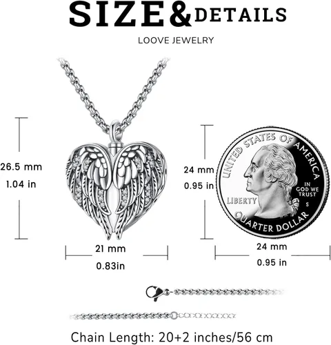 Miniatura 4 de Collar de alas de ángel de plata de ley 925 con colgante de ángel de la guarda con dije de ángel, joyería de regalo para mujeres, niñas y hombres