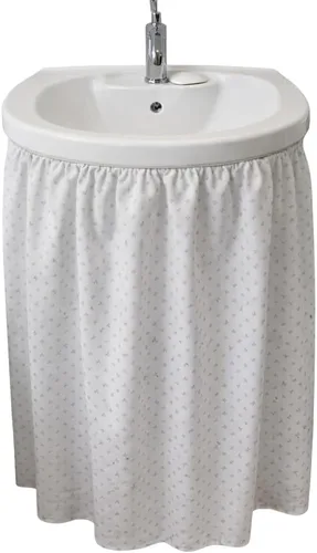 Miniatura 9 de Falda de Fregadero de Baño de Tela con Puntada de Diamante, Fregadero Utilitario, Impermeable, se Adapta a Fregaderos de Tamaño Estándar, Añade