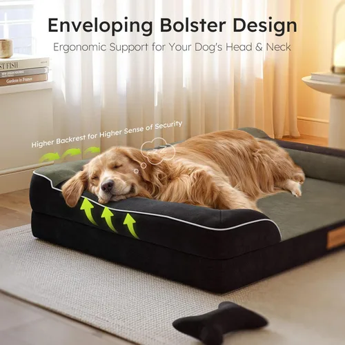 Miniatura 4 de CWAWZ Cama ortopédica para perros extra grandes, cama ortopédica para perros con espuma viscoelástica de gel refrescante, cama impermeable para Negro