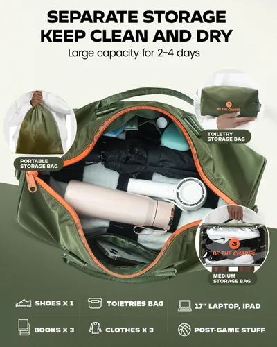 Miniatura 18 de Bolsas de gimnasio impermeables, bolsa de lona deportiva de nailon 1000D resistente para nadar durante la noche, fin de semana, bolsas de viaje