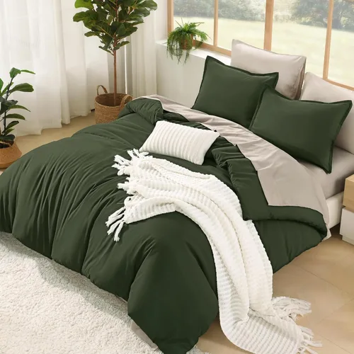 Miniatura 27 de Litanika Cama en una Bolsa King Beige - Juego de Ropa de Cama de 7 Piezas Tamaño King, Juego de Edredón de Cama, Juego de Edredón con Edredón, 02