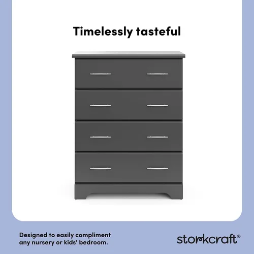 Miniatura 6 de Storkcraft - Cómoda de 4 cajones Brookside (color gris), con certificado GREENGUARD Gold, para habitación de bebé o niños, organizador