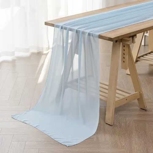 Miniatura 8 de Paquete de 6 caminos de mesa de gasa de 9 pies de 14 x 108 pulgadas, camino de mesa romántico transparente para boda, fiesta de cumpleaños