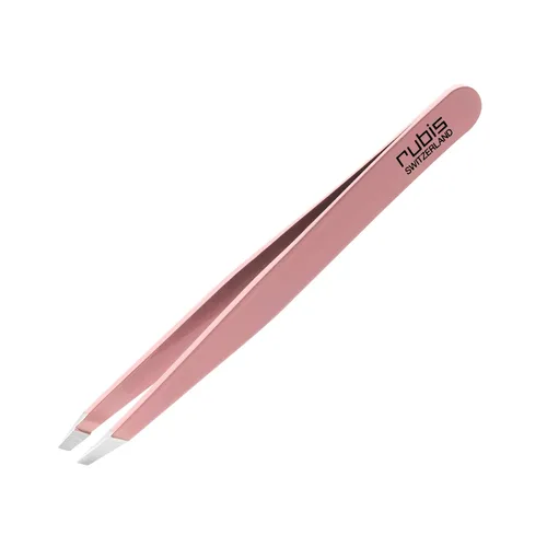 Rubis Pinzas inclinadas clásicas de acero inoxidable para cejas precisas y depilación, 1K108, rosa, Rubis Switzerland Swiss Made mundialmente