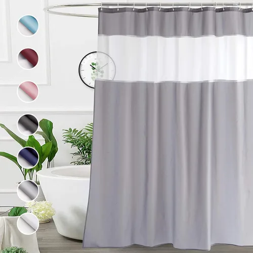 Miniatura 22 de UFRIDAY - Cortina de ducha de tela moderna en negro y blanco, 48 x 72 pulgadas, cortina de ducha de tela para baño y bañeras, lavable a máquina