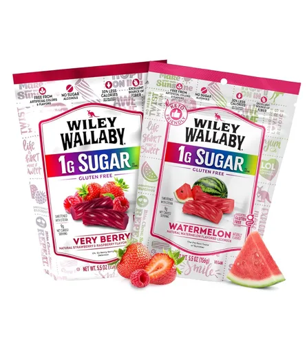 Miniatura 9 de Wiley Wallaby Dulces de regaliz gourmet de 5.5 onzas de sabor australiano suave y masticable, sin gluten, sabor australiano (5.5 onzas
