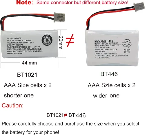 Miniatura 4 de BT446 BT-446 - Batería de teléfono compatible con Uniden BBTY0503001 BT-1004 BT-1005 GE-TL26402 BT-504 CPH-488B 3.6V 800mAh (paquete de 2)