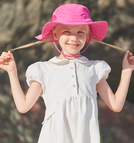 Miniatura 24 de Connectyle Sombrero de sol para niños y niñas, sombrero de pescador de ala ancha UPF 50+, sombrero de protección solar, sombrero transpirable