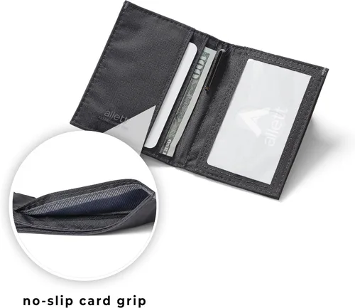 Miniatura 3 de Allett Cartera híbrida para tarjetas, nailon, bloqueo RFID, diseño vertical, minimalista, plegable, soporte para tarjetas, resistente al agua