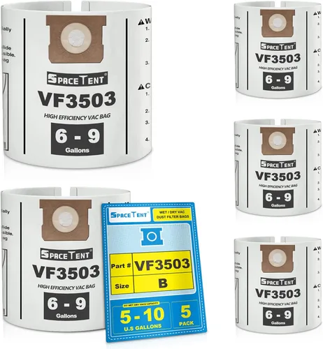 SpaceTent Paquete de 5 bolsas de filtro rígidas VF3503 para aspiradora de repalement Shop Vac tamaño B para aspiradoras Ridgid de 5, 6 a 9 galones,