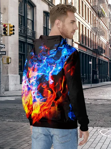 Miniatura 4 de uideazone Sudadera con capucha con estampado 3D para hombre y mujer, con bolsillo tipo canguro