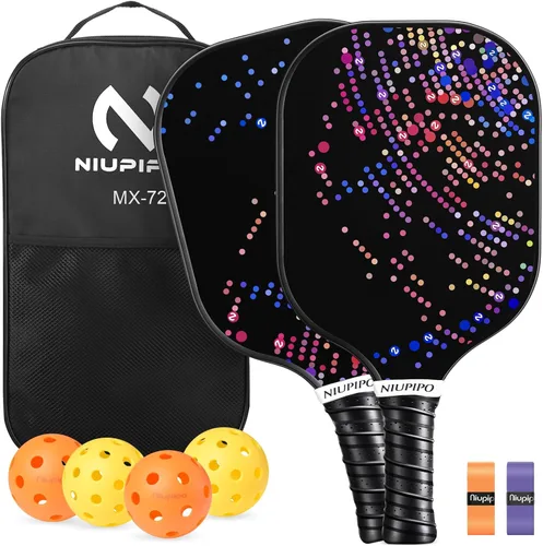 Miniatura 20 de niupipo Pickleball Paddles Set of 2 or 4, USAPA Approved Fiberglass Pickleball Paddle Set with Balls and Bag, Polypropylene Honeycomb Core