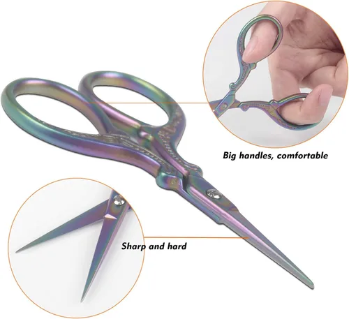 Miniatura 3 de Tijeras de bordado bonitas de 3.6 pulgadas para manualidades, costura, roscado, tijeras de costura con cubierta de tijera de cuero para coser