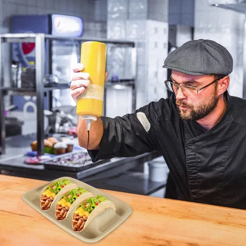 Miniatura 7 de Paquete de 50 soportes desechables para tacos con tapa para fiestas, platos de tacos de papel premium con divisores, soportes de bandeja de tacos