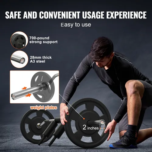 Miniatura 4 de VEVOR Safety Squat Bar, 700 & 1500 LBS, Plus 500 LBS Hex Barbell Trap Bar, Ideal for Squats, Deadlifts, Lunges, Rehab
