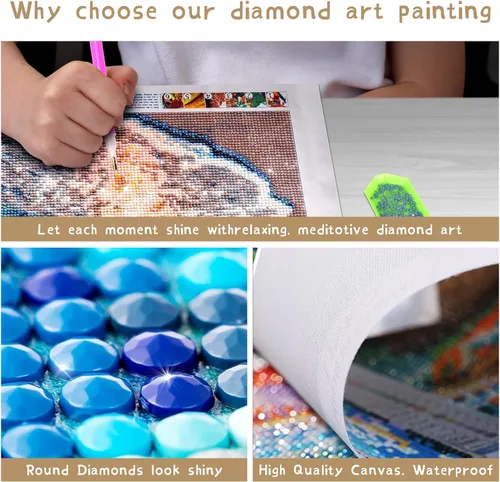 Miniatura 3 de Ginfonr Kits de arte de diamantes 5D para adultos, pintura de diamantes de tren de nieve para adultos, arte de diamantes de imitación para adultos