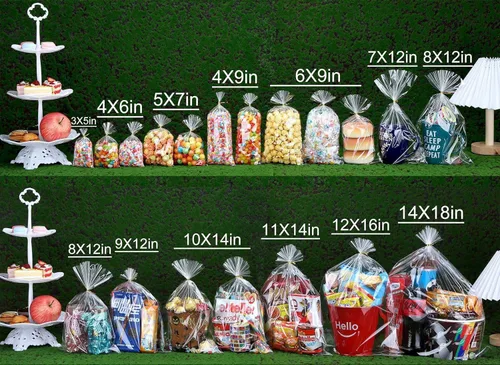 Miniatura 6 de OYAVISR Bolsas transparentes para caramelos, 200 unidades, celofán de 5 x 7 pulgadas, regalo de fiesta, dulces, pasteles, bolsas de manzana, celofán