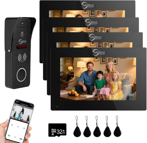 Miniatura 11 de ANJIELO SMART Timbre de video con cable con monitor interior, sistema de intercomunicación de video con cable, audio bidireccional, detección