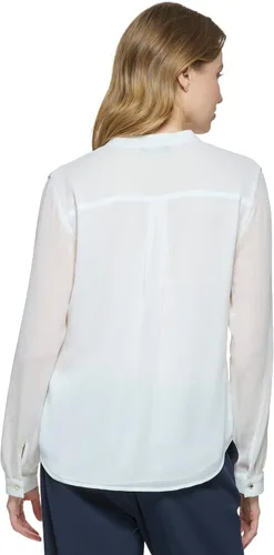 Miniatura 3 de Tommy Hilfiger Blusa clásica de manga larga con volantes delanteros para mujer