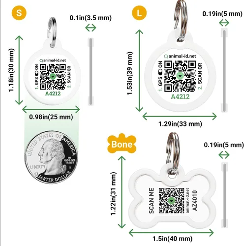 Miniatura 3 de Etiqueta para mascotas con código QR - ID de perro de servicio, ESA, etiquetas de nombre de apoyo emocional (hueso)