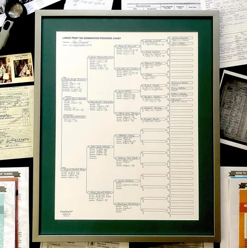 Miniatura 6 de EASYGENIE 10 GRANDE PRINT Gráficos de Pedigrí de seis generaciones para ascendencia Formularios de genealogía de calidad de archivo