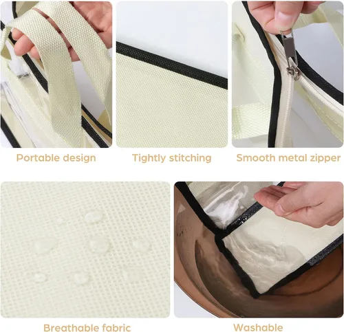 Miniatura 3 de Paquete de 9 bolsas antipolvo para bolsos, almacenamiento transparente de bolso, organizador de almacenamiento de bolsos para armario, funda