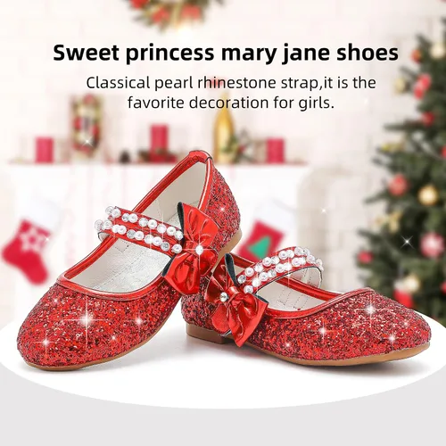 Miniatura 2 de Zapatos de vestir para niñas pequeñas, zapatos de flores, zapatos de princesa, boda, fiesta, zapatos planos para niñas pequeñas y grandes