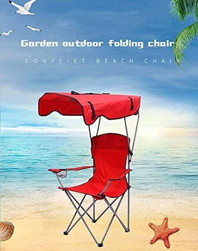 Miniatura 2 de Folding Camp Chair With Canopy, Portable Aluminum Beach Outdoor Fishing With Sun Shade And Carrying Bag, Garden Chair For Beach, Pool