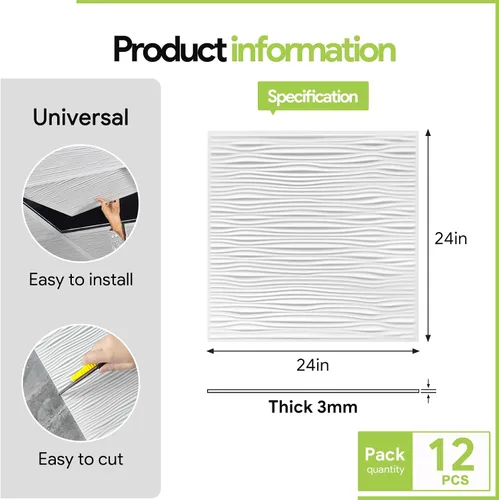 Miniatura 5 de Azulejos de techo Drifts de 2 x 2 pies – Clasificados contra incendios, impermeables, reutilizables, PVC de alta calidad, no se hunden ni se rompen