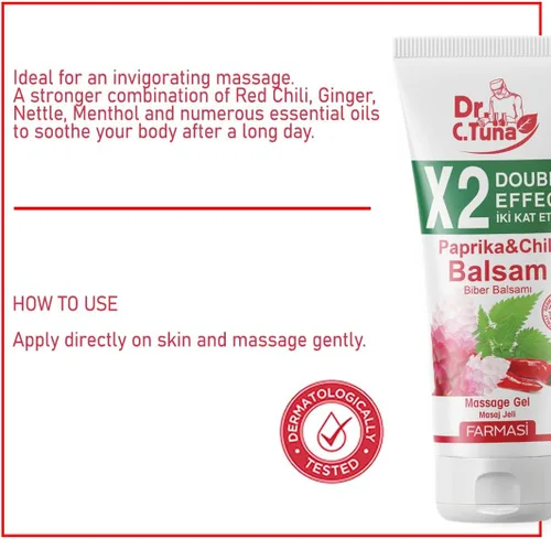 Miniatura 2 de FARMASi Dr. C. Tuna Paprika & Chili Balsam 2X Gel de masaje de doble efecto, gel corporal de hierbas de calentamiento intenso para después