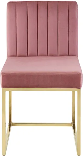 Miniatura 6 de Modway EEI-3806-GLD-DUS Carriage Channel - Silla de comedor de terciopelo con base copetuda, color rosa polvoriento dorado
